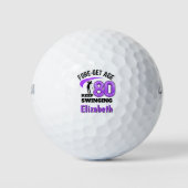80thモダン birthday golf balls 80パープルイニシャル ゴルフボール (正面)