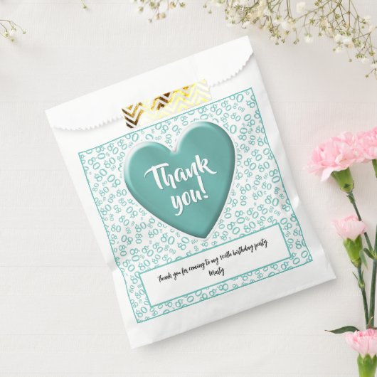 80th乱数パターンティール(緑がかった色)/白 フェイバーバッグ (封をした状態)