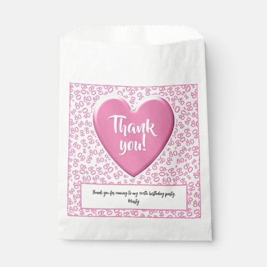 80th乱数パターンピンク/ホワイト フェイバーバッグ (正面)