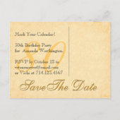 80th日付の保存誕生日金ゴールドブラックレース 案内ポストカード (裏面)