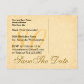 80th日付の保存誕生日金ゴールドブラックレースV7 案内ポストカード (裏面)