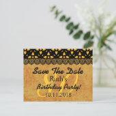 80th日付の保存誕生日金ゴールドブラックレースV7 案内ポストカード (スタンド正面)