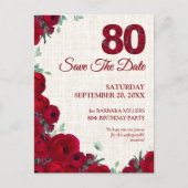 80th日付を保存 – リネンの赤い牡丹 案内ポストカード (正面)
