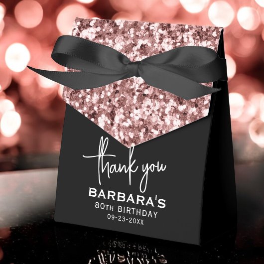 80th誕生日ありがとうバラ金ゴールドグリッタースクリプト フェイバーボックス