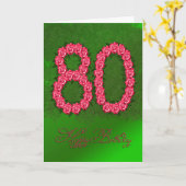 80th誕生日カード(バラと離れ付き) カード (黄色い花)