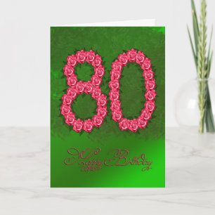 80th誕生日カード(バラと離れ付き) カード