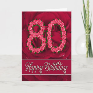 80th誕生日カード(バラと離れ付き) カード