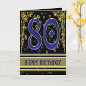 80th誕生日カード(金ゴールドとバブル) カード (黄色い花)