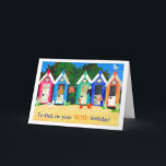 80th誕生日カードfor a Father - Hotsビーチ カード<br><div class="desc">Judy Adamsonの手の誕生日コラージュからビーチの小屋の列を持つ父親のための80色彩の鮮やかの紙カード。カードのカスタマイズ中を入れ替えて、お店のリクエストに応じてフロントカバーの文字を簡単に変更できる。</div>