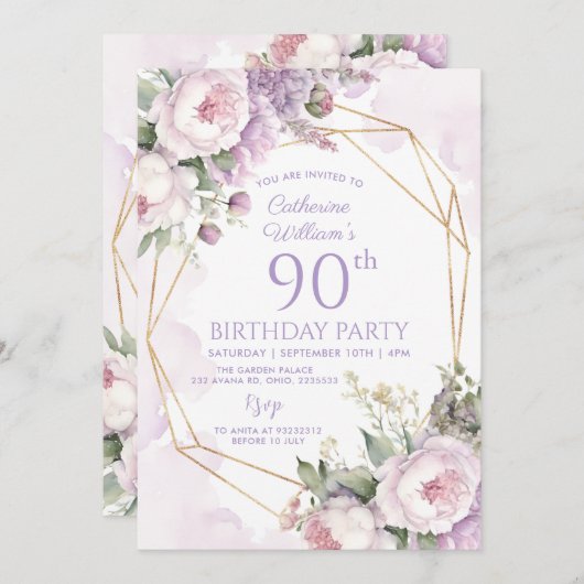 80th誕生日ガーデンパーティー招待状 招待状 (正面/裏面)