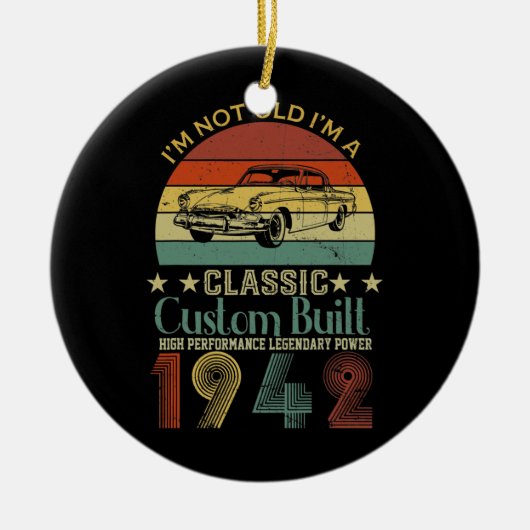 80th誕生日ギフト男性へパパレトロヴィンテージ セラミックオーナメント (正面)