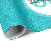 80th誕生日ティール（緑がかった色）グリーングリッターダイヤモンド ラッピングペーパー (ロールコーナー)