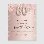 80th誕生日バラグリッター日付磁石を保存 (正面)