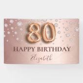 80th誕生日バラ金ゴールドバルーンスクリプト 横断幕 (横)