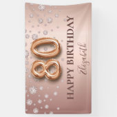 80th誕生日バラ金ゴールドバルーンスクリプト 横断幕 (縦)