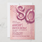 80th誕生日バラ金ゴールド 招待状 (正面)