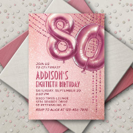 80th誕生日バラ金ゴールド 招待状