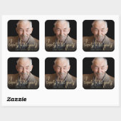 80th誕生日パーティフォト応援金ゴールドスクリプト スクエアシール (シート)