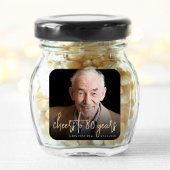 80th誕生日パーティフォト応援金ゴールドスクリプト スクエアシール