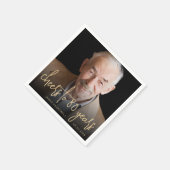 80th誕生日パーティフォト応援金ゴールドスクリプト スタンダードカクテルナプキン (角)