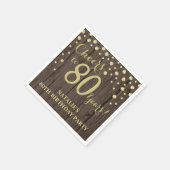 80th誕生日パーティーウ素朴ッド&金ゴールドダイヤモンドN スタンダードカクテルナプキン (角)