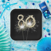 80th誕生日パーティースパーカーズオンブラック ペーパープレート (パーティー)
