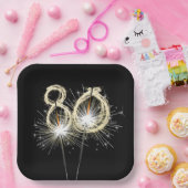 80th誕生日パーティースパーカーズオンブラック ペーパープレート (パーティー)