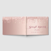 80th誕生日パーティーバラ金ゴールドグリッタードリップピンク ゲストブック (全面)