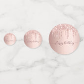 80th誕生日パーティーバラ金ゴールドグリッタードリップピンク コンフェッティ (裏面)