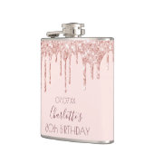80th誕生日パーティーバラ金ゴールドグリッタードリップピンク フラスク (左)