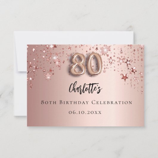 80th誕生日パーティーバラ金ゴールドスターRSVPカード 出欠カード (裏面)