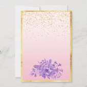 80th誕生日パーティーバラ金ゴールドバイオレットガーデンフラワー 招待状 (裏面)