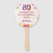 80th誕生日パーティーフローラ80モダンマイルストーン ハンドファン (正面)