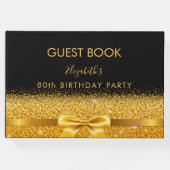 80th誕生日パーティーブラック金ゴールドボウグラーム輝き ゲストブック (正面)