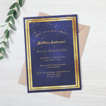 80th誕生日パーティーブルー金ゴールド紙吹雪散布機