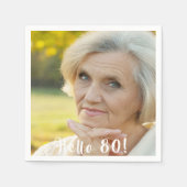 80th誕生日パーティー写真こんにちは80女性 スタンダードカクテルナプキン (正面)