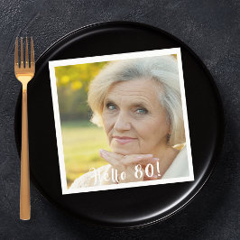 80th誕生日パーティー写真こんにちは80女性 スタンダードカクテルナプキン