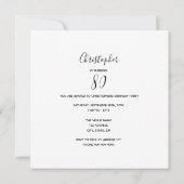 80th誕生日パーティー写真こんにちは80男の白 招待状 (裏面)