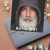 80th誕生日パーティー写真こんにちは80男の白 招待状