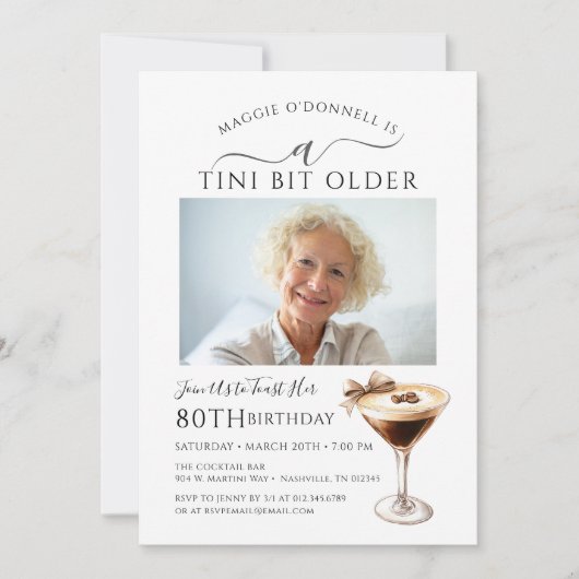 80th誕生日パーティー写真エスプレッソ・マルティーニ 招待状 (正面)