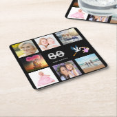 80th誕生日パーティー写真コラージュ黒 スクエアペーパーコースター (アングル)