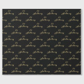 80th誕生日パーティー名ブラックパターモダンン ラッピングペーパー (フラット)