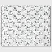 80th誕生日パーティー名ブラックパターモダンン ラッピングペーパー (フラット)