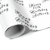 80th誕生日パーティー名ブラックパターモダンン ラッピングペーパー (ロールコーナー)