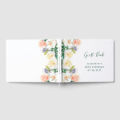 80th誕生日パーティー花模様ホワイト赤面ピンク ゲストブック (全面)