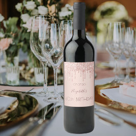 80th誕生日パーティー赤面バラ金ゴールドグリッタードライブ ワインラベル