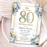 80th誕生日パーティー金ゴールドエレガントデイジーフローラ 招待状<br><div class="desc">80年祝のスタイルで80年エレガントの誕生日パーティ金ゴールドフローラ招待状とエレガント! 思い出に残るエレガント80歳の誕生日パーティーに最適。今日の注文と本当に特別なお祝い!注意：金ゴールドグリッター効果はシミュレートされるだけで実在す。金ゴールドは印刷プロセスで使用されない</div>