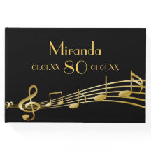 80th誕生日パーティー金ゴールドミュージックノート黒