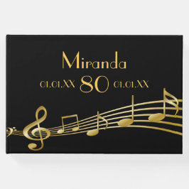 80th誕生日パーティー金ゴールドミュージックノート黒 ゲストブック