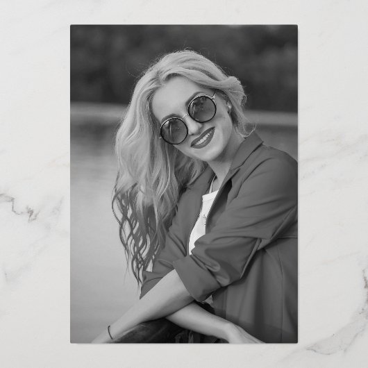 80th誕生日パーティー金ゴールド写真明るい抽象芸術アート 箔招待状 (裏面)